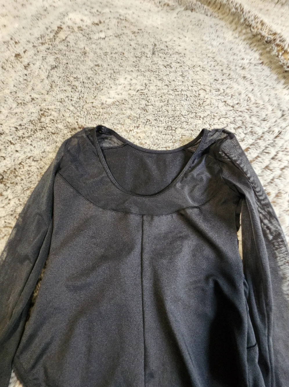 Justice Black Mesh LS Leotard + Scrunchie Girls S 7-8 Dance Gymnastics